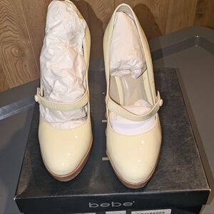 Bebe Cream Heels with Strap Match Cream Shorts